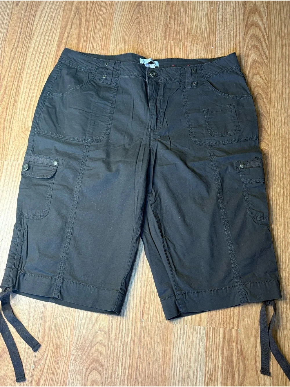 Dress barn Cargo Bermuda Shorts with Side Ties Dark Brown